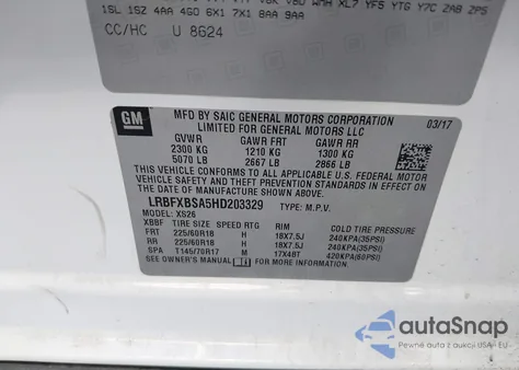 2017 Buick Envision Essence z USA, uszkodzony, nr VIN LRBFXBSA5HD203329